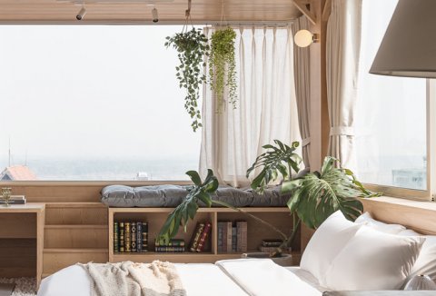 Căn hộ 50 m2 thiết kế như 'sân khấu' ngắm cảnh thành phố