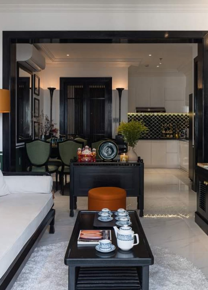 Căn hộ thiết kế phong cách Đông Dương Indochine đơn giản, rộng rãi, giàu nghệ thuật