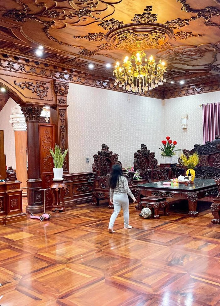 Choáng ngợp biệt thự siêu sang toàn nội thất dát toàn gỗ quý ở Bắc Ninh 