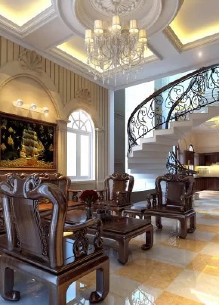 Xây nhà hai tầng phong cách bán cổ điển